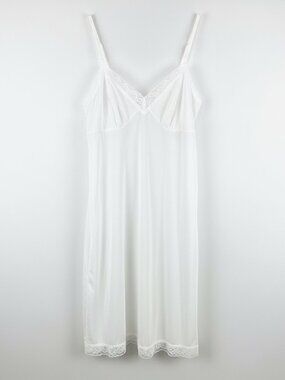 Vanity Fair White Lace Full Slip 38 Lace Trim Nylon 24" NWT